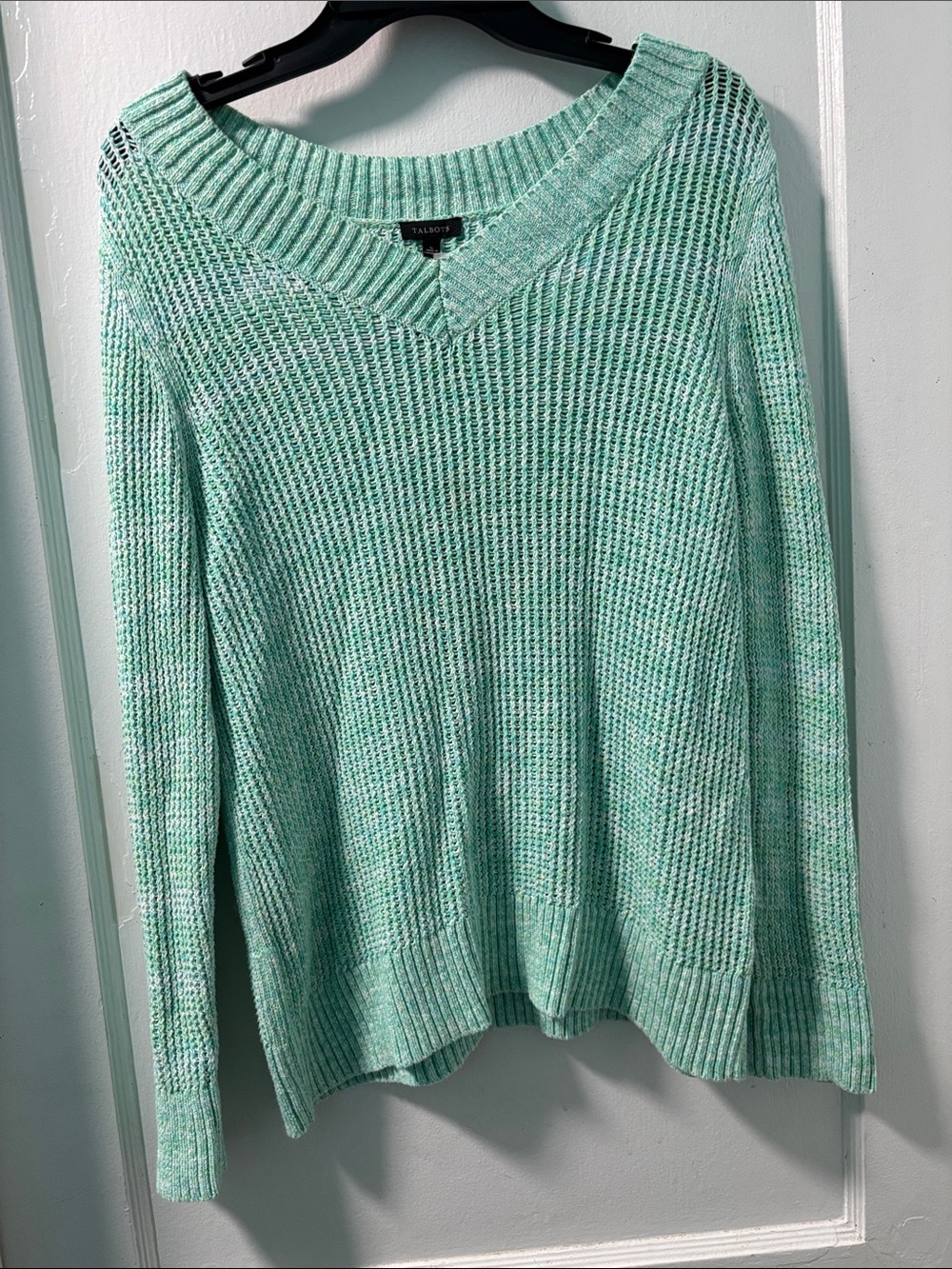 Talbots Mint Green V-Neck Knit Sweater
